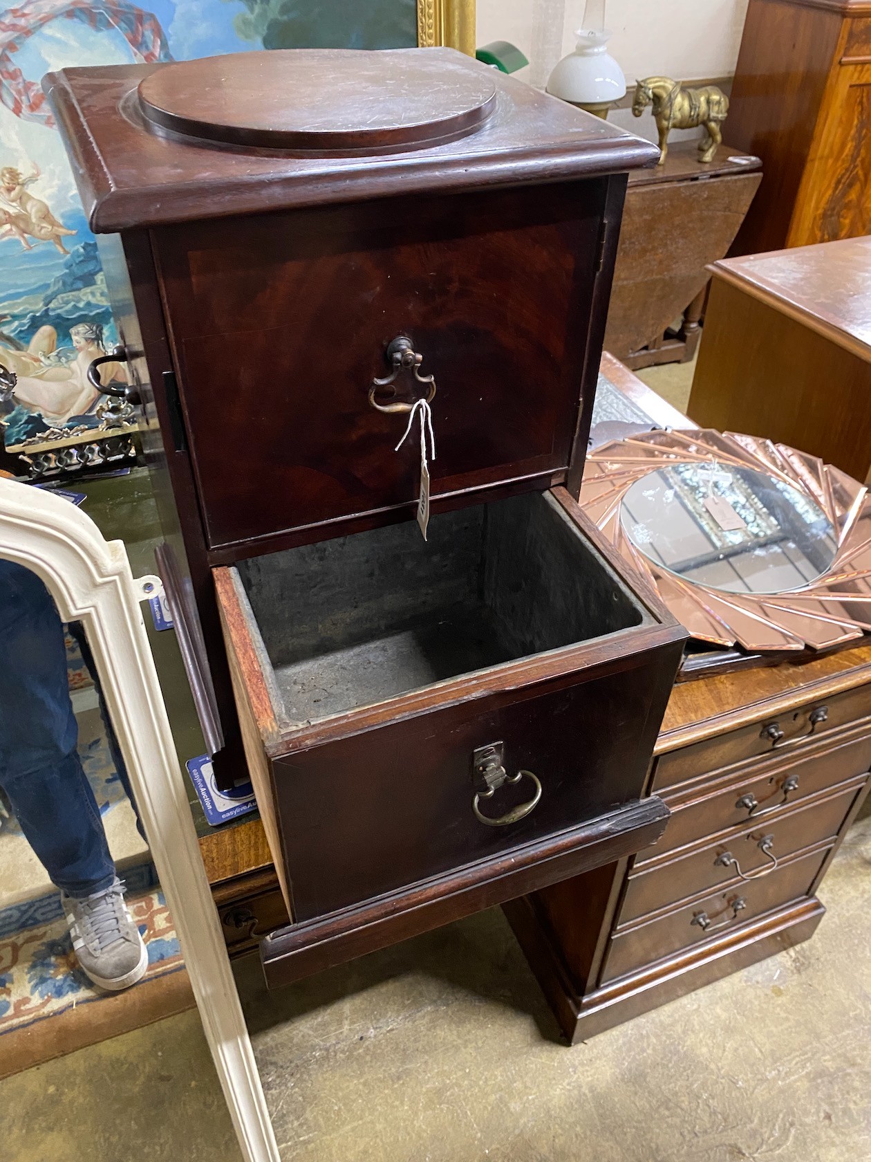 A 19th century mahogany pedestal sideboard, width 42cm, depth 39cm, height 63cm